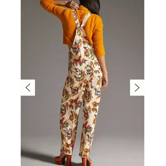 Anthropologie LF Markey Bryson Dungarees Womens Overalls Size 10 Harvest Print - Picture 2 of 16